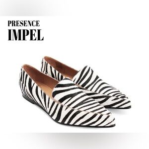 Fluevog NEARLY NEW Presence Impel zebra pony hair slip on pointy loafers -7